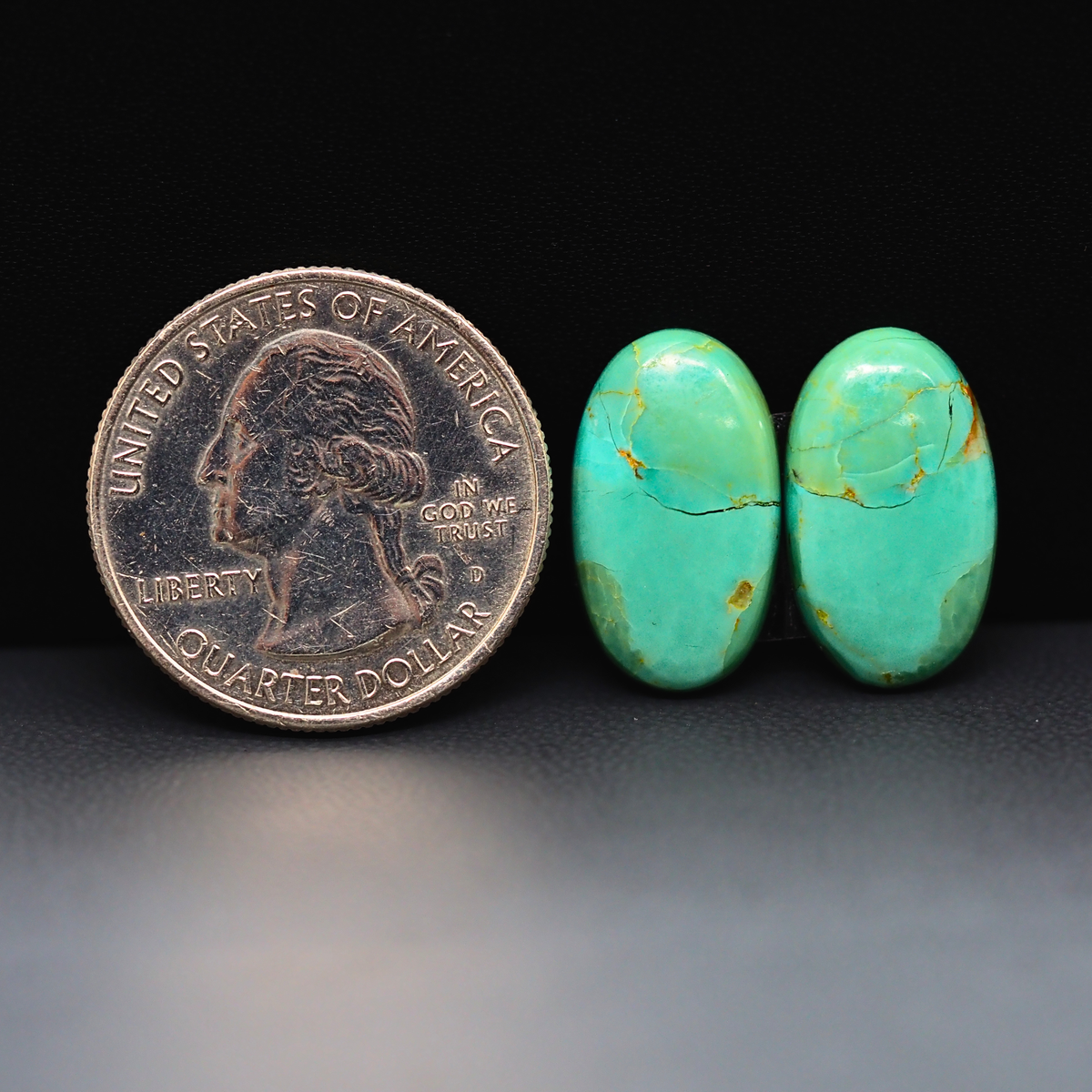 Mohave Mojave turquoise composite pair 19x11x3mm 10.5ct oval cabochon Kingman - photo 1