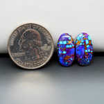 Stabilized Purple Mohave (Mojave) Turquoise oval cabochon pair 17x9x3mm 8.5ct - purple with blue Kingman turquoise nuggets - photo 1 - Pedra Gems.