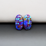 Stabilized Purple Mohave (Mojave) Turquoise oval cabochon pair 17x9x3mm 8.5ct - purple with blue Kingman turquoise nuggets - photo 2 - Pedra Gems.