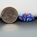 Stabilized Purple Mohave (Mojave) Turquoise heart cabochon pair 12x12x3mm 8.5ct - purple with blue Kingman turquoise nuggets - photo 1 - Pedra Gems.