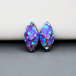 Stabilized Purple Mohave (Mojave) Turquoise marquise cabochon pair 22x11x3mm 13ct - purple with blue Kingman turquoise nuggets - photo 2 - Pedra Gems.