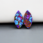 Stabilized Purple Mohave (Mojave) Turquoise marquise cabochon pair 22x11x3mm 13ct - purple with blue Kingman turquoise nuggets - photo 3 - Pedra Gems.