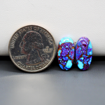 Stabilized Purple Mohave (Mojave) Turquoise oval cabochon pair 17x9x3mm 7.5ct - purple with blue Kingman turquoise nuggets - photo 1 - Pedra Gems.