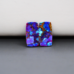 Stabilized Purple Mohave (Mojave) Turquoise baguette cabochon pair 18x9x2mm 9ct - purple with blue Kingman turquoise nuggets - photo 3 - Pedra Gems.