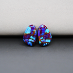 Stabilized Purple Mohave (Mojave) Turquoise freeform cabochon pair 15x9x3mm 9ct - purple with blue Kingman turquoise nuggets - photo 2 - Pedra Gems.