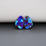 Stabilized Purple Mohave (Mojave) Turquoise freeform cabochon pair 15x9x3mm 9ct - purple with blue Kingman turquoise nuggets - photo 3 - Pedra Gems.
