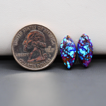 Stabilized Purple Mohave (Mojave) Turquoise marquise cabochon pair 17x8x3mm 8.5ct - purple with blue Kingman turquoise nuggets - photo 1 - Pedra Gems.