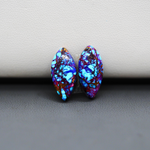Stabilized Purple Mohave (Mojave) Turquoise marquise cabochon pair 17x8x3mm 8.5ct - purple with blue Kingman turquoise nuggets - photo 2 - Pedra Gems.