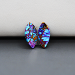Stabilized Purple Mohave (Mojave) Turquoise marquise cabochon pair 17x8x3mm 8.5ct - purple with blue Kingman turquoise nuggets - photo 3 - Pedra Gems.