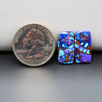 Stabilized Purple Mohave (Mojave) Turquoise baguette cabochon pair 18x9x3mm 12ct - purple with blue Kingman turquoise nuggets - photo 1 - Pedra Gems.
