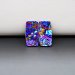 Stabilized Purple Mohave (Mojave) Turquoise baguette cabochon pair 18x9x3mm 12ct - purple with blue Kingman turquoise nuggets - photo 3 - Pedra Gems.