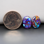 Stabilized Purple Mohave (Mojave) Turquoise oval cabochon pair 16x11x3mm 11.5ct - purple with blue Kingman turquoise nuggets - photo 1 - Pedra Gems.