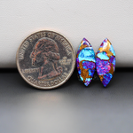 Stabilized Purple Mohave (Mojave) Turquoise marquise cabochon pair 20x7x4mm 9.5ct - purple with blue Kingman turquoise nuggets - photo 1 - Pedra Gems.