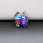 Stabilized Purple Mohave (Mojave) Turquoise marquise cabochon pair 20x7x4mm 9.5ct - purple with blue Kingman turquoise nuggets - photo 2 - Pedra Gems.