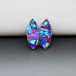 Stabilized Purple Mohave (Mojave) Turquoise marquise cabochon pair 20x7x4mm 9.5ct - purple with blue Kingman turquoise nuggets - photo 3 - Pedra Gems.