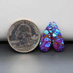 Stabilized Purple Mohave (Mojave) Turquoise pear cabochon pair 22x8x2mm 7.5ct - purple with blue Kingman turquoise nuggets - photo 1 - Pedra Gems.