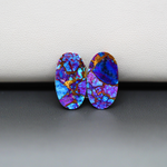 Stabilized Purple Mohave (Mojave) Turquoise oval cabochon pair 17x10x3mm 10.5ct - purple with blue Kingman turquoise nuggets - photo 3 - Pedra Gems.