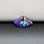 Stabilized Purple Mohave (Mojave) Turquoise trapezoid cabochon pair 14x12x3mm 7.5ct - purple with blue Kingman turquoise nuggets - photo 2 - Pedra Gems.