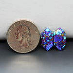 Stabilized Purple Mohave (Mojave) Turquoise hexagon cabochon pair 15x7x2mm 7.5ct - purple with blue Kingman turquoise nuggets - photo 1 - Pedra Gems.