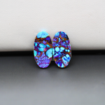 Stabilized Purple Mohave (Mojave) Turquoise oval cabochon pair 18x9x3mm 10.5ct - purple with blue Kingman turquoise nuggets - photo 3 - Pedra Gems.