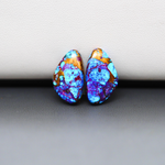 Stabilized Purple Mohave (Mojave) Turquoise freeform cabochon pair 18x11x4mm 13ct - purple with blue Kingman turquoise nuggets - photo 2 - Pedra Gems.