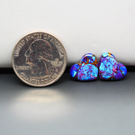 Stabilized Purple Mohave (Mojave) Turquoise heart cabochon pair 12x13x3mm 10ct - purple with blue Kingman turquoise nuggets - photo 1 - Pedra Gems.