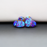 Stabilized Purple Mohave (Mojave) Turquoise heart cabochon pair 12x13x3mm 10ct - purple with blue Kingman turquoise nuggets - photo 2 - Pedra Gems.