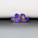 Stabilized Purple Mohave (Mojave) Turquoise heart cabochon pair 12x13x3mm 10ct - purple with blue Kingman turquoise nuggets - photo 3 - Pedra Gems.