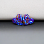 Stabilized Purple Mohave (Mojave) Turquoise heart cabochon pair 14x13x3mm 9.5ct - purple with blue Kingman turquoise nuggets - photo 2 - Pedra Gems.