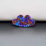 Stabilized Purple Mohave (Mojave) Turquoise heart cabochon pair 14x13x3mm 9.5ct - purple with blue Kingman turquoise nuggets - photo 3 - Pedra Gems.