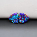 Stabilized Purple Mohave (Mojave) Turquoise trapezoid cabochon pair 16x16x3mm 14ct - purple with blue Kingman turquoise nuggets - photo 2 - Pedra Gems.