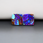 Stabilized Purple Mohave (Mojave) Turquoise cushion cabochon pair 24x14x3mm 15.5ct - purple with blue Kingman turquoise nuggets - photo 3 - Pedra Gems.