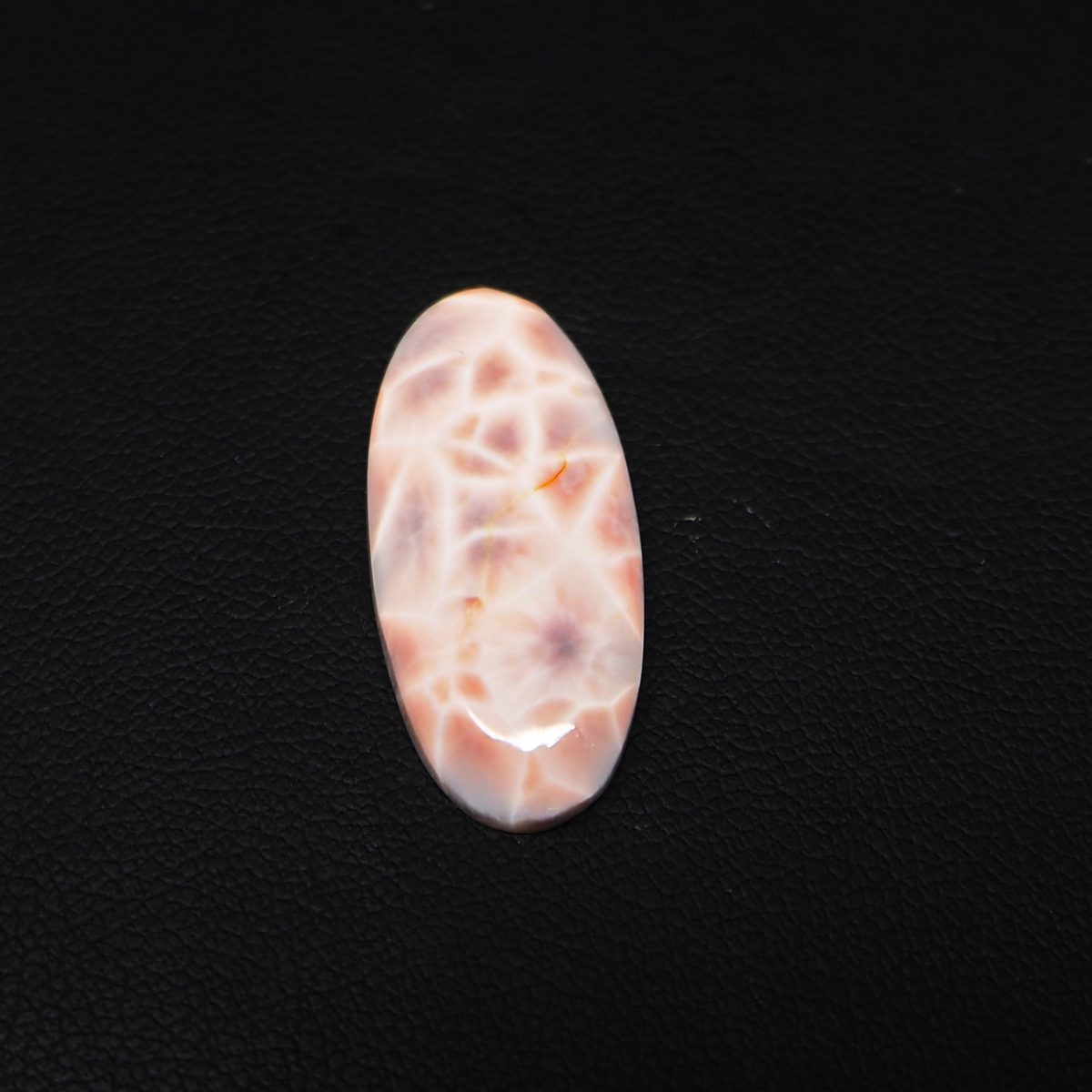 Natural Pink Natrolite (Thomsonite) Oval Cabochon 26x12x4mm 9.5ct - view 2 - Pedra Gems