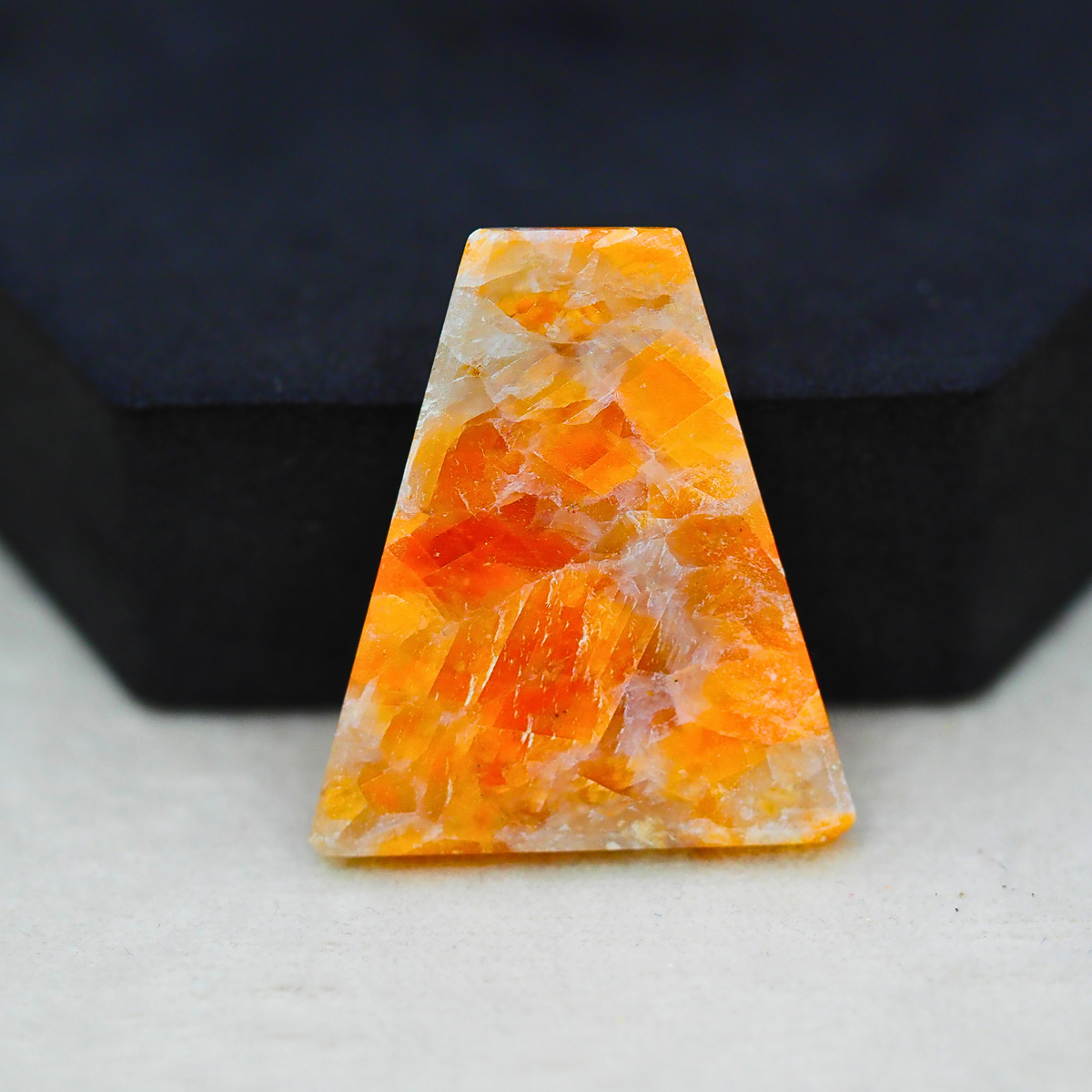 Natural Orange Calcite Freeform Cabochon 32x28mm 43.5ct - warm honey-orange - Pedra Gems.