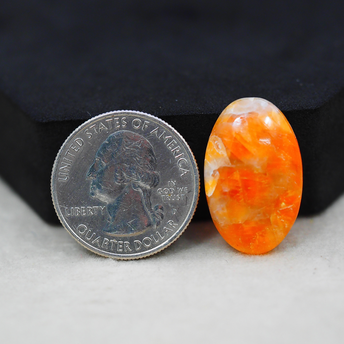 Natural Orange Calcite Oval Cabochon 25x16mm 16.5ct - warm honey-orange - Pedra Gems.
