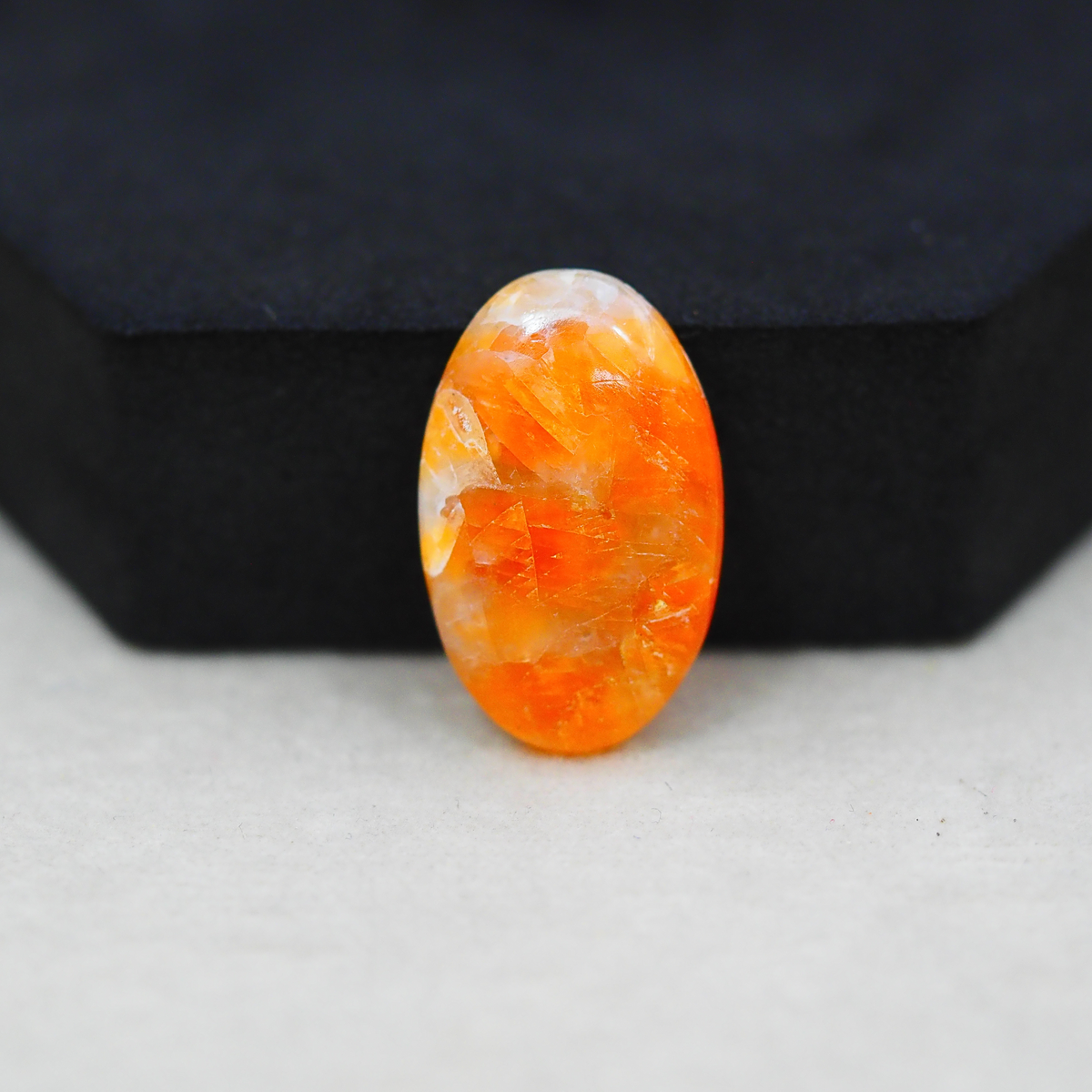 Natural Orange Calcite Oval Cabochon 25x16mm 16.5ct - warm honey-orange - Pedra Gems.