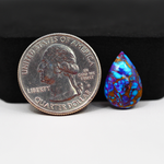 Stabilized Purple Mohave (Mojave) Turquoise Pear Cabochon 17x11x3mm 5.5ct - purple with blue Kingman turquoise nuggets and bronze veining - Pedra Gems.