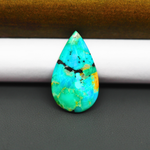 Mohave Turquoise & White Buffalo Pear Cabochon 26x16mm 11.5ct - Blue and Green with Black Vein - Pedra Gems