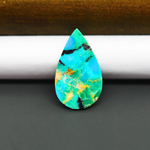 Mohave Turquoise & White Buffalo Pear Cabochon 26x16mm 11.5ct - Blue and Green with Black Vein - Pedra Gems