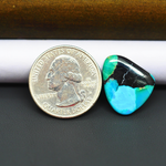 Mohave Turquoise & White Buffalo Freeform Cabochon 19x17mm 9.5ct - Blue with Black Band - Pedra Gems