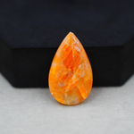 Natural Orange Calcite Pear Cabochon 19x17mm 16ct - warm honey-orange - Pedra Gems.