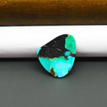 Mohave Turquoise & White Buffalo Freeform Cabochon 19x17mm 9.5ct - Blue with Black Band - Pedra Gems