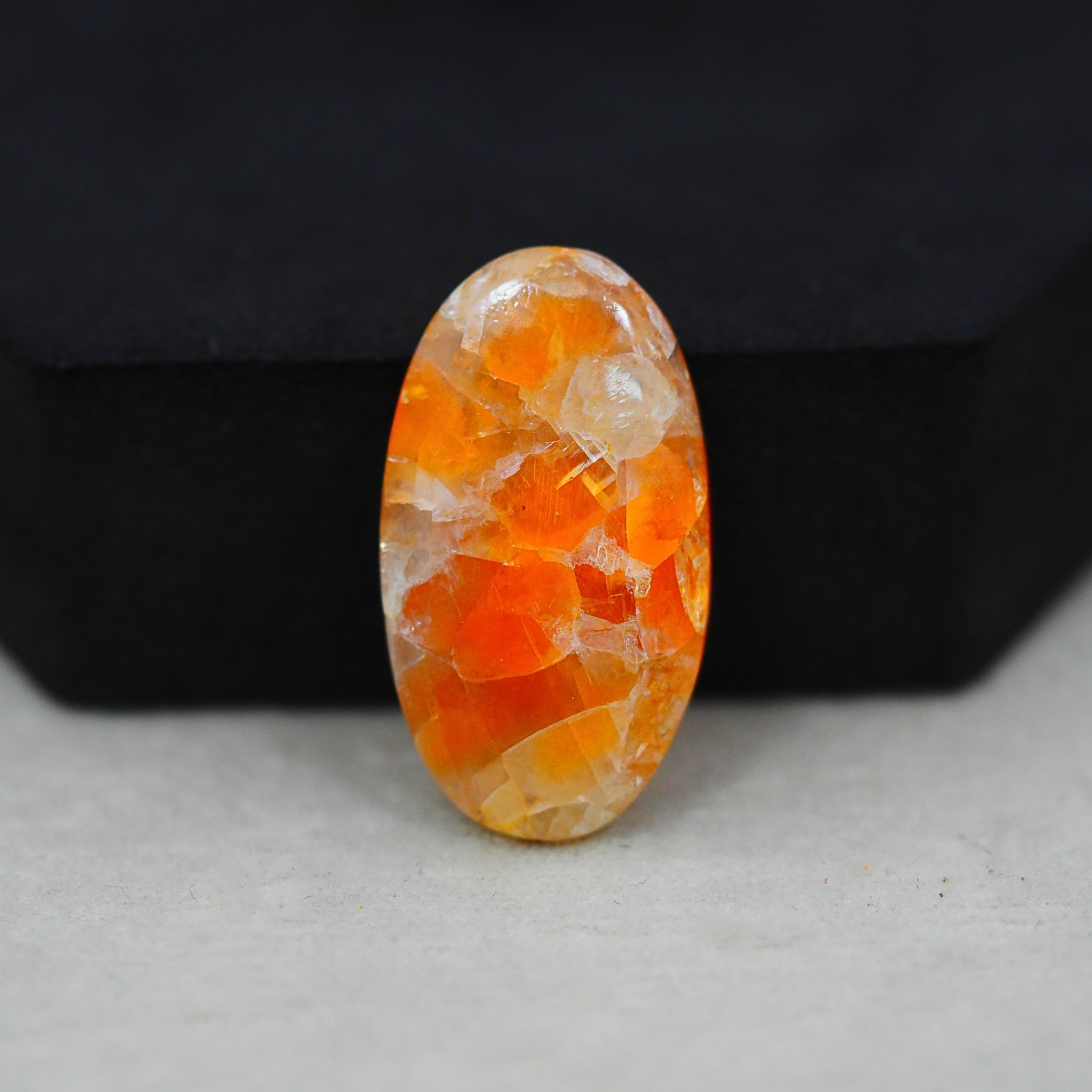 Natural Orange Calcite Oval Cabochon 28x16mm 18.5ct - warm honey-orange - Pedra Gems.
