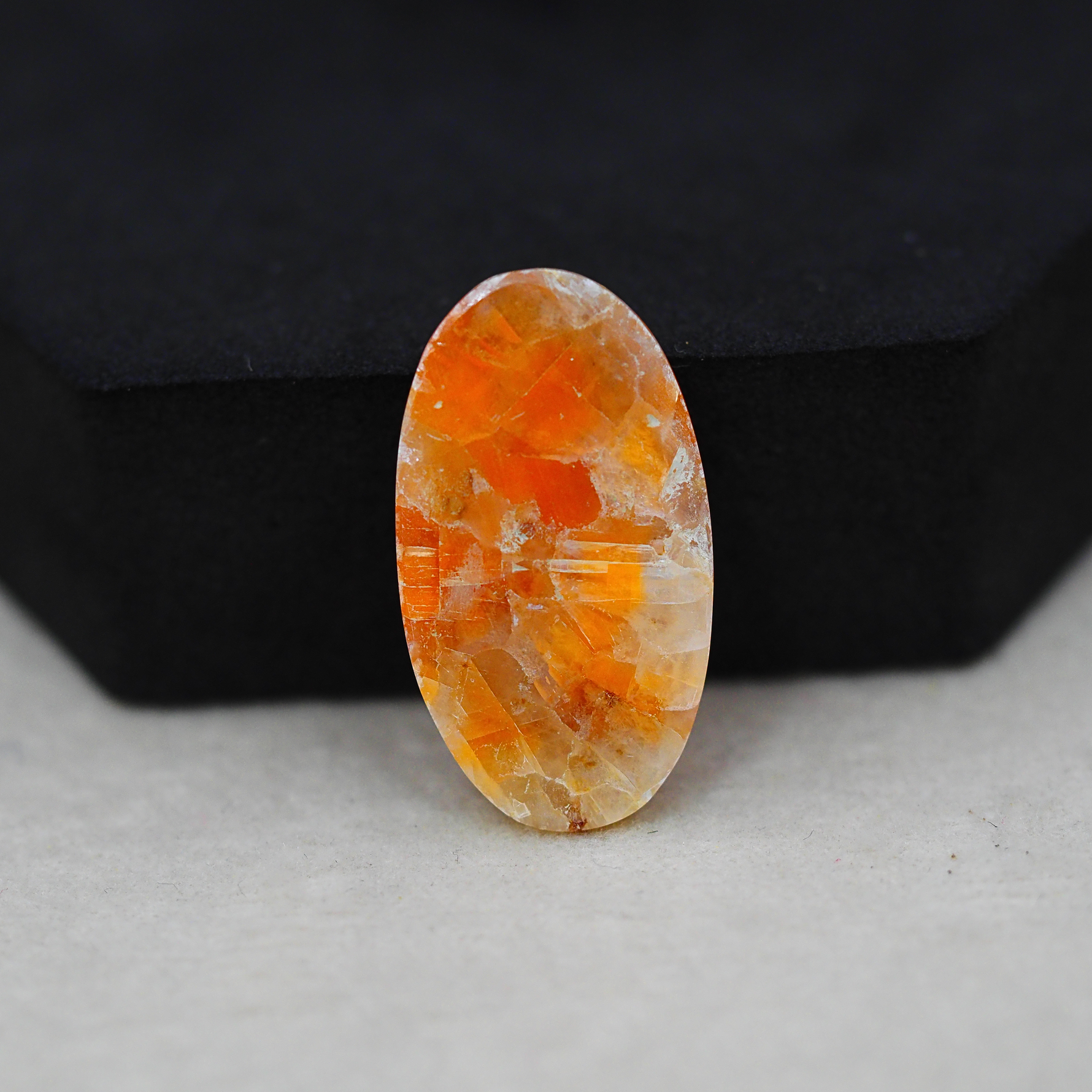 Natural Orange Calcite Oval Cabochon 28x16mm 18.5ct - warm honey-orange - Pedra Gems.