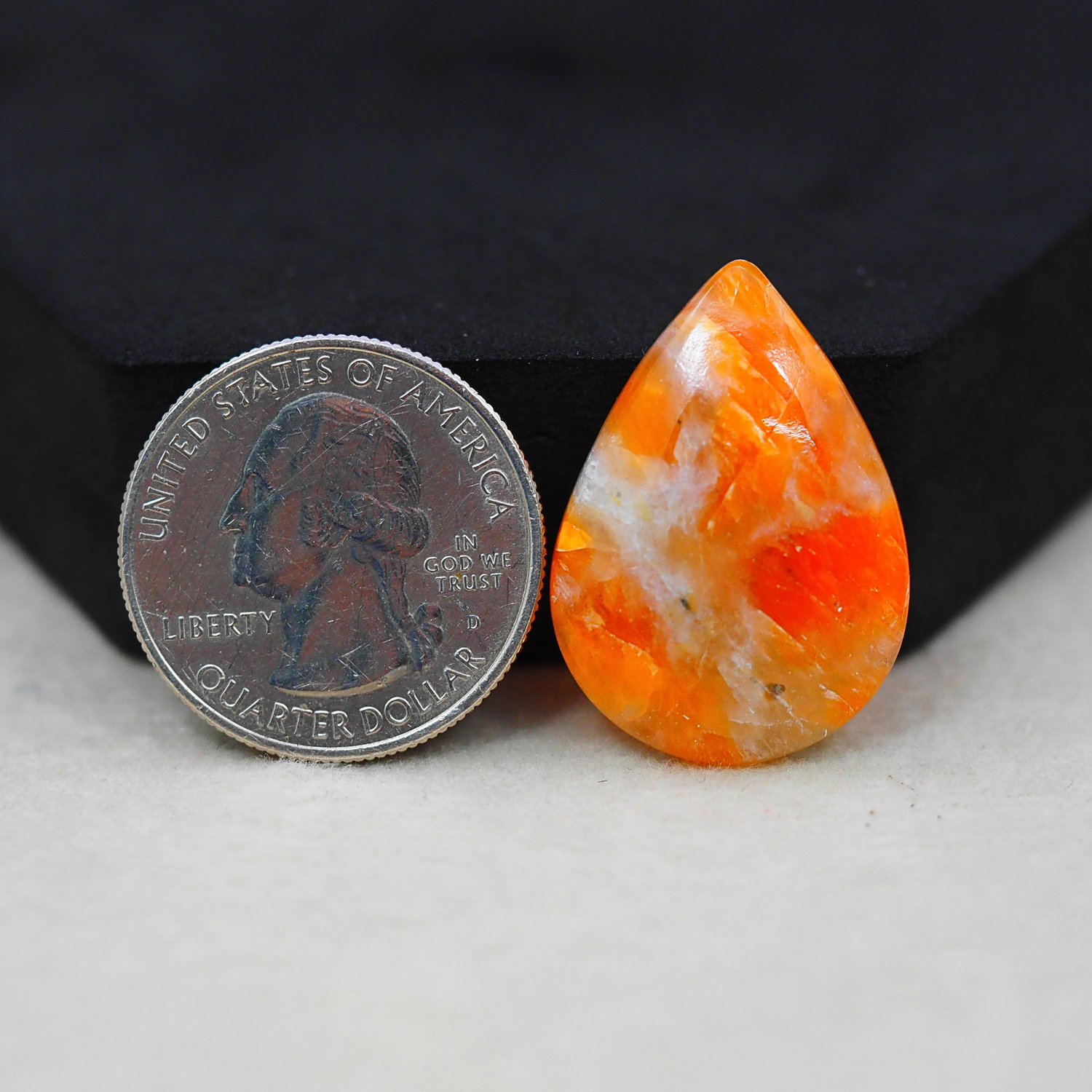 Natural Orange Calcite Pear Cabochon 28x20mm 19ct - warm honey-orange - Pedra Gems.