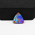 Stabilized Purple Mohave (Mojave) Turquoise Trillion Cabochon 15x15x4mm 6.5ct - purple with blue Kingman turquoise nuggets and bronze veining - Pedra Gems.