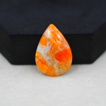 Natural Orange Calcite Pear Cabochon 28x20mm 19ct - warm honey-orange - Pedra Gems.