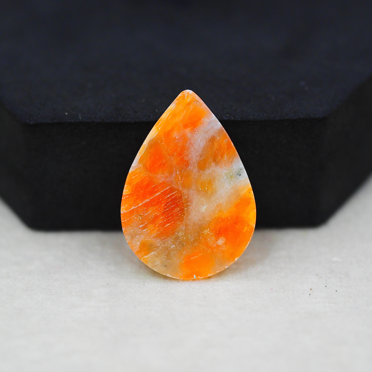 Natural Orange Calcite Pear Cabochon 28x20mm 19ct - warm honey-orange - Pedra Gems.