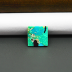Mohave Turquoise & White Buffalo Square Cabochon 13x13mm 6.5ct - Blue and Green - Pedra Gems