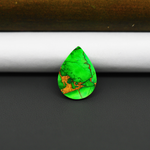 Natural Emerald Dahlia Pear Cabochon 19x14mm 8.5ct - vivid green with copper matrix, ships to Europe, Japan, Canada, Australia, NZ & worldwide - Pedra Gems.